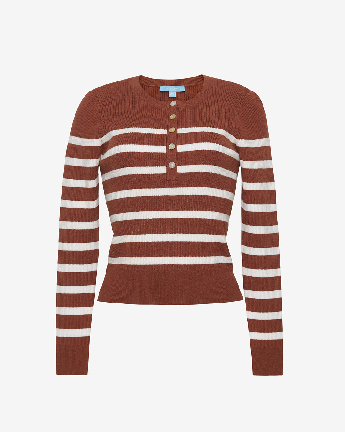 Rib Sweater in Rust Stripe | Knit Tops by Draper James Rust Stripe - Draper James