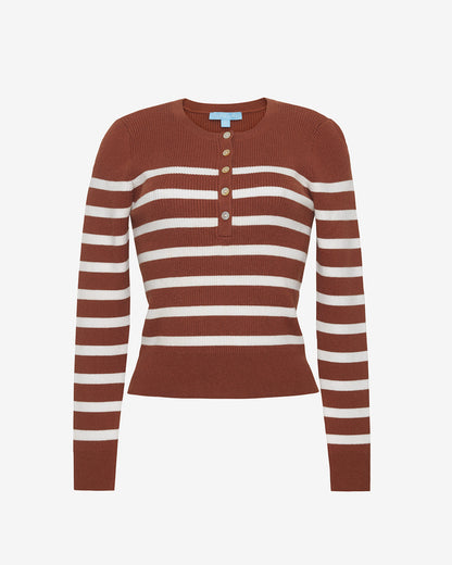 Rib Sweater in Rust Stripe | Knit Tops by Draper James Rust Stripe - Draper James