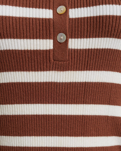 Rib Sweater in Rust Stripe | Knit Tops by Draper James Rust Stripe - Draper James