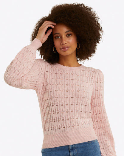 Puff Sleeve Sweater in Pointelle Knit Orchid Pink - Draper James