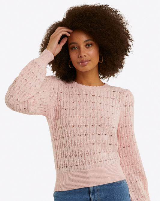 Puff Sleeve Sweater in Pointelle Knit Orchid Pink - Draper James