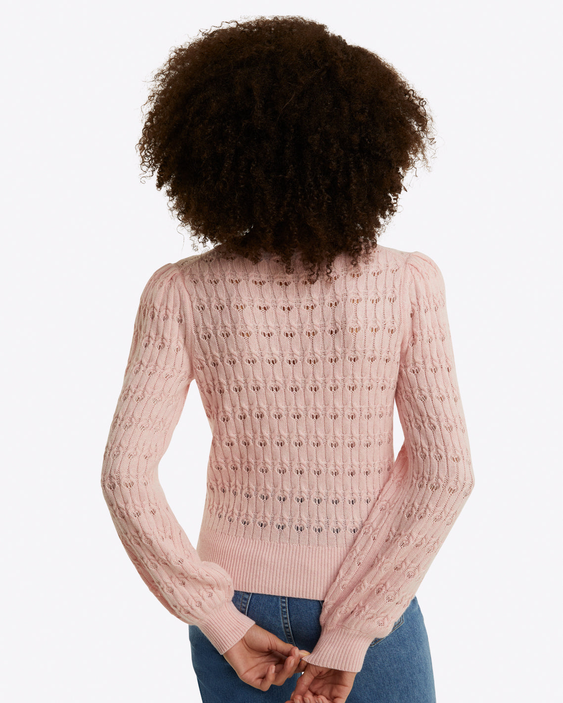 Puff Sleeve Sweater in Pointelle Knit Orchid Pink - Draper James