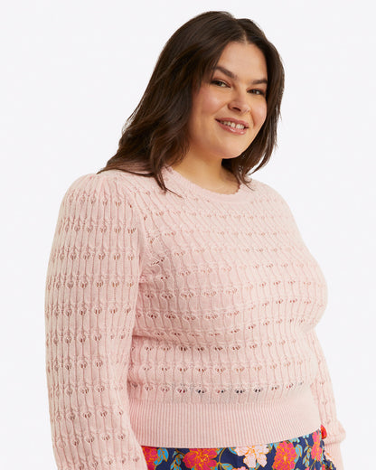 Puff Sleeve Sweater in Pointelle Knit Orchid Pink - Draper James