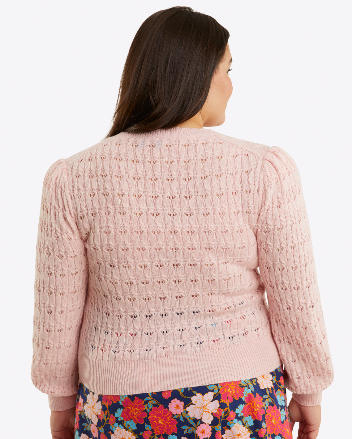 Puff Sleeve Sweater in Pointelle Knit Orchid Pink - Draper James