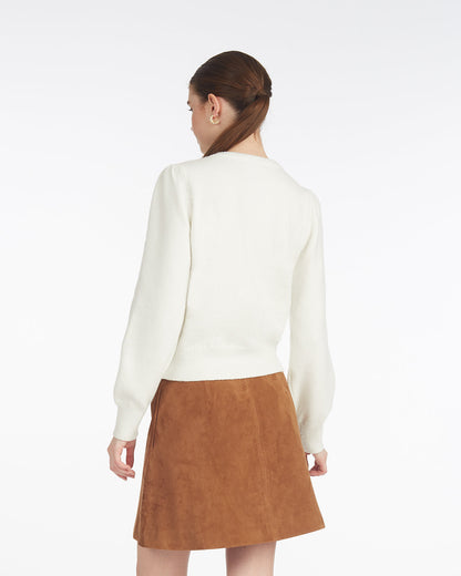Scalloped Crewneck Sweater Magnolia White - Draper James