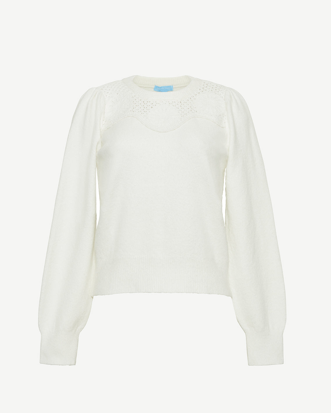 Scalloped Crewneck Sweater Magnolia White - Draper James