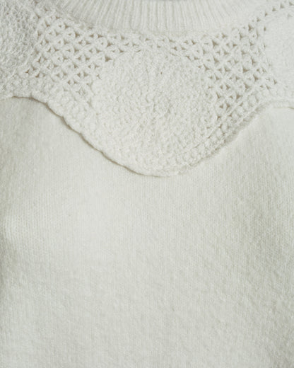 Scalloped Crewneck Sweater Magnolia White - Draper James