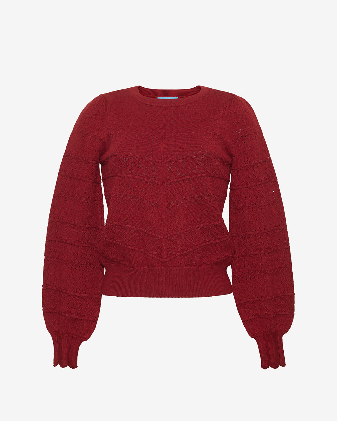 Long-Sleeve Pointelle Sweater in Navy Burgundy - Draper James