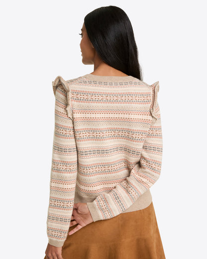 Fairisle Flutter Sleeve Sweater Brown - Draper James
