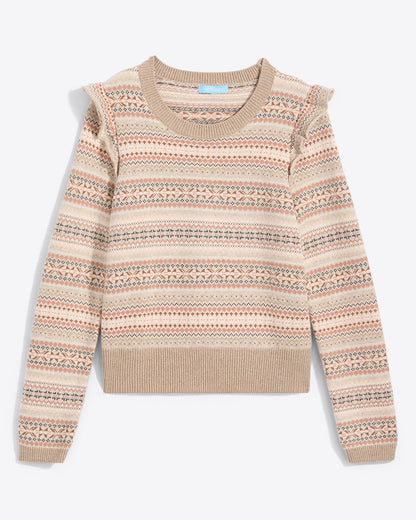 Fairisle Flutter Sleeve Sweater Brown - Draper James