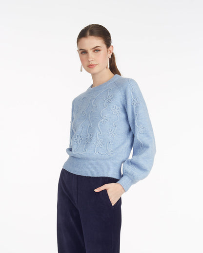 Floral Sweater | Women's Print Sweaters by Draper James Light Blue - Draper James