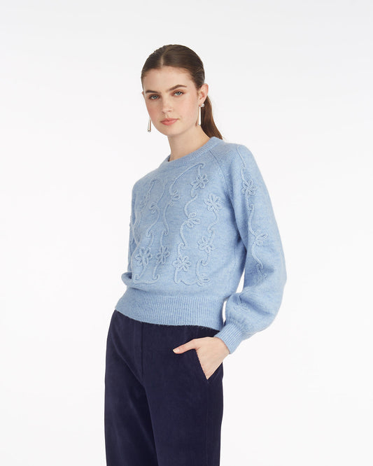 Floral Sweater | Women's Print Sweaters by Draper James Light Blue - Draper James