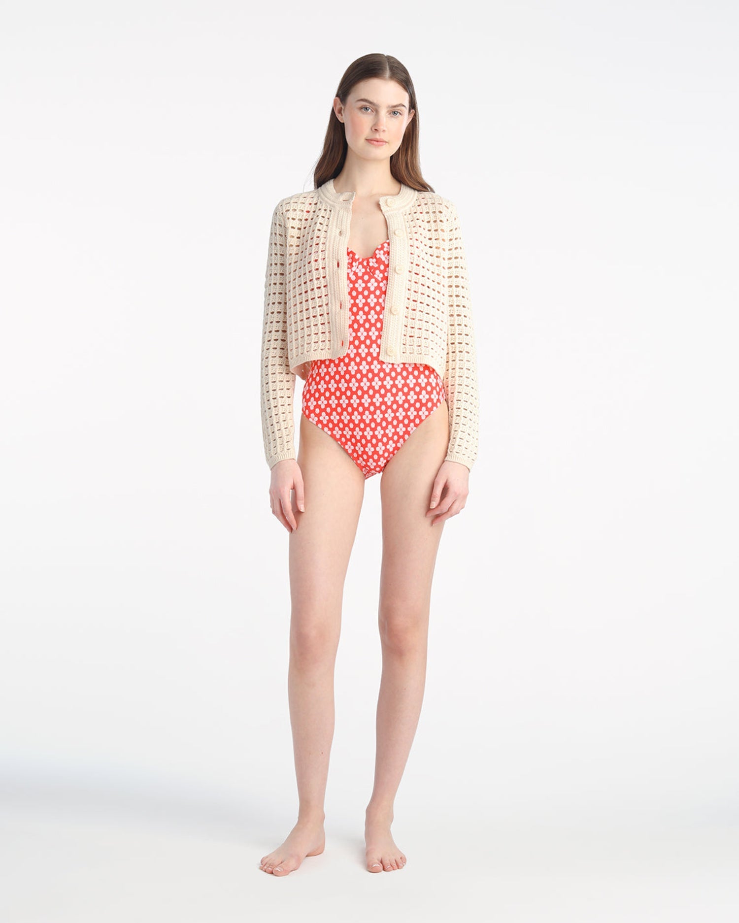 Crochet Sweater Cardigan in Beige Beige - Draper James