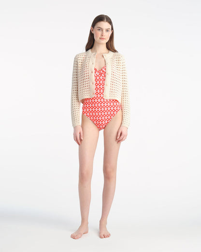 Crochet Sweater Cardigan in Beige Beige - Draper James