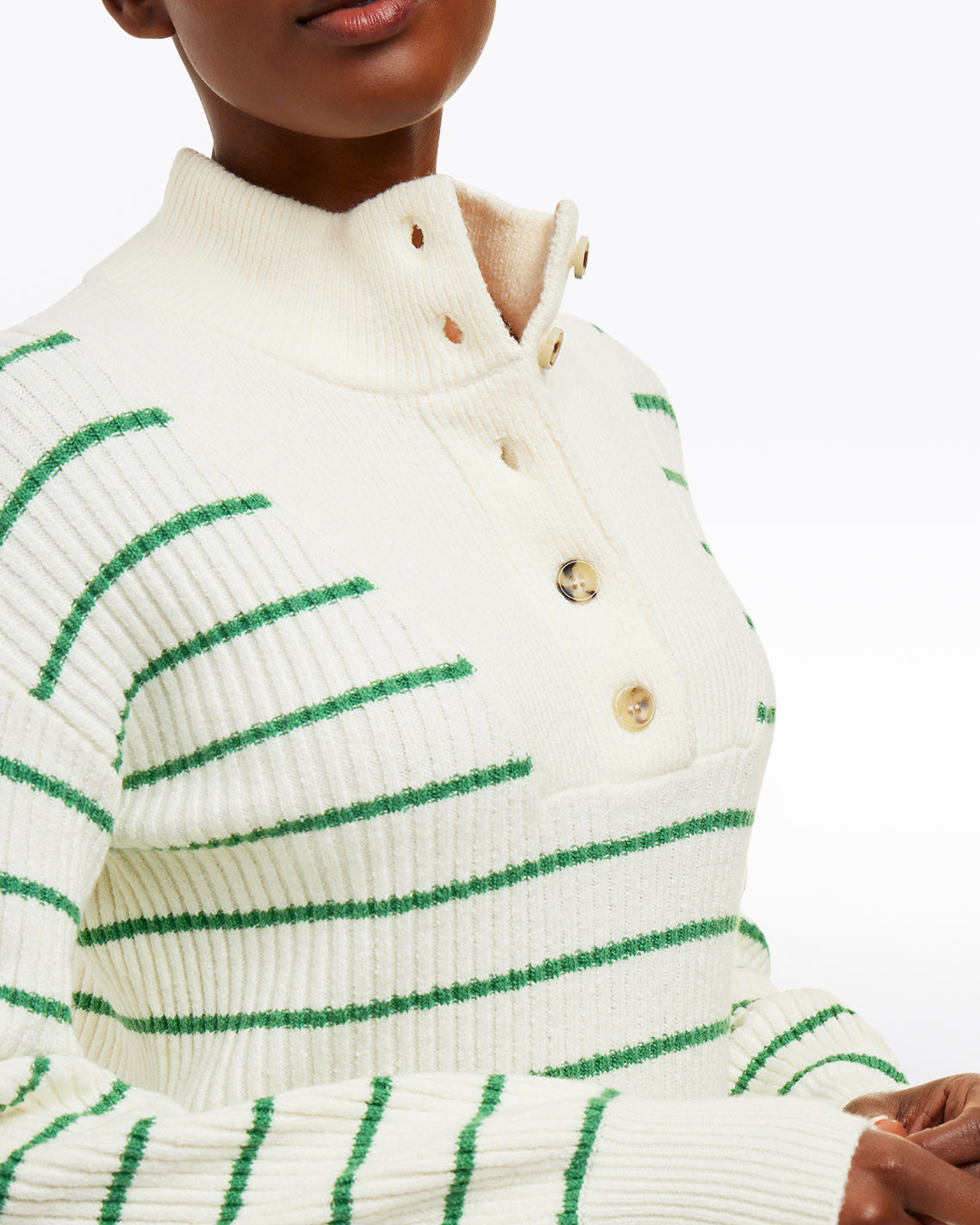 Striped Button Front Sweater Magnolia White Multi - Draper James