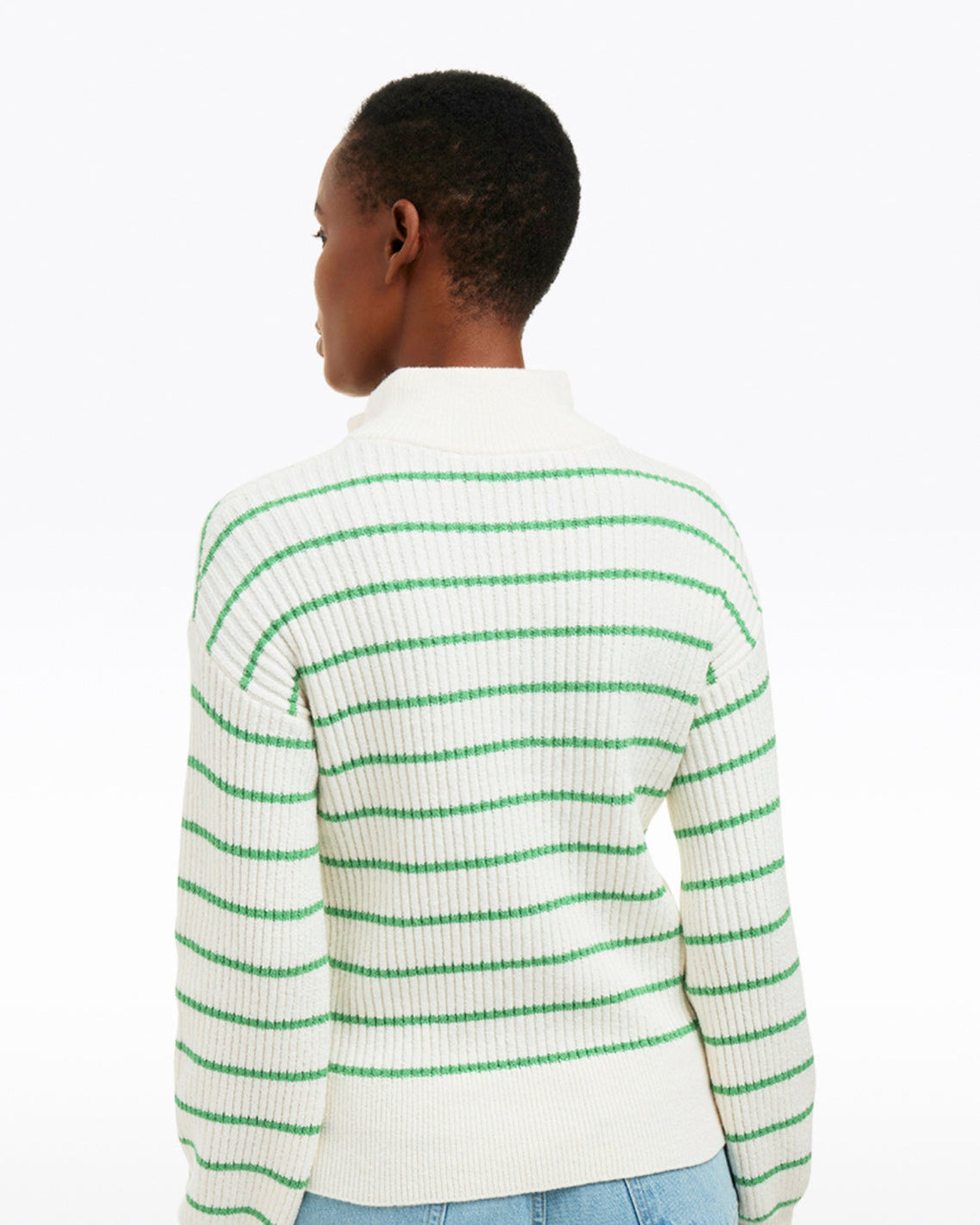 Striped Button Front Sweater Magnolia White Multi - Draper James