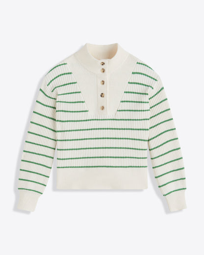 Striped Button Front Sweater Magnolia White Multi - Draper James