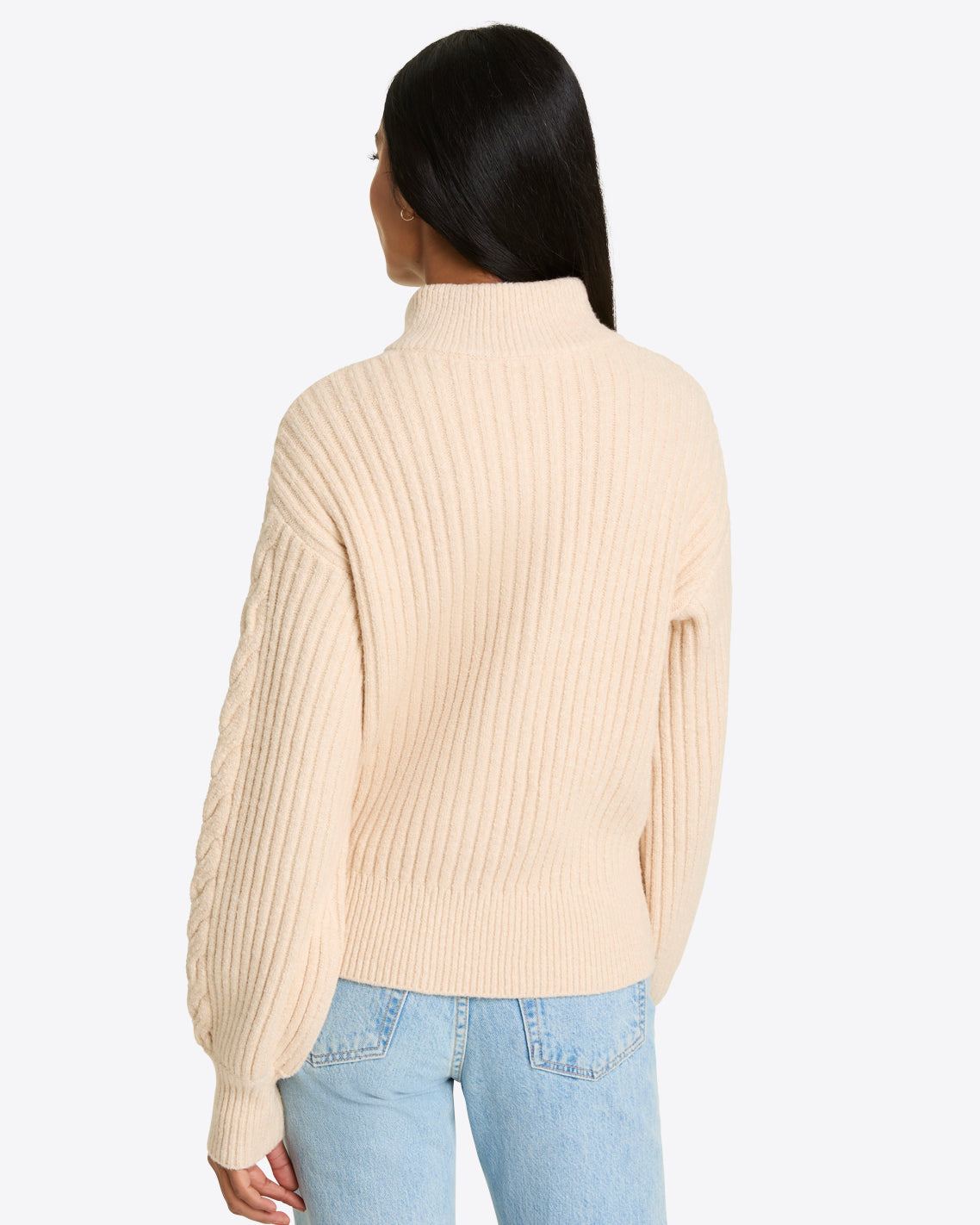 Quarter Zip Cableknit Sweater Cream - Draper James
