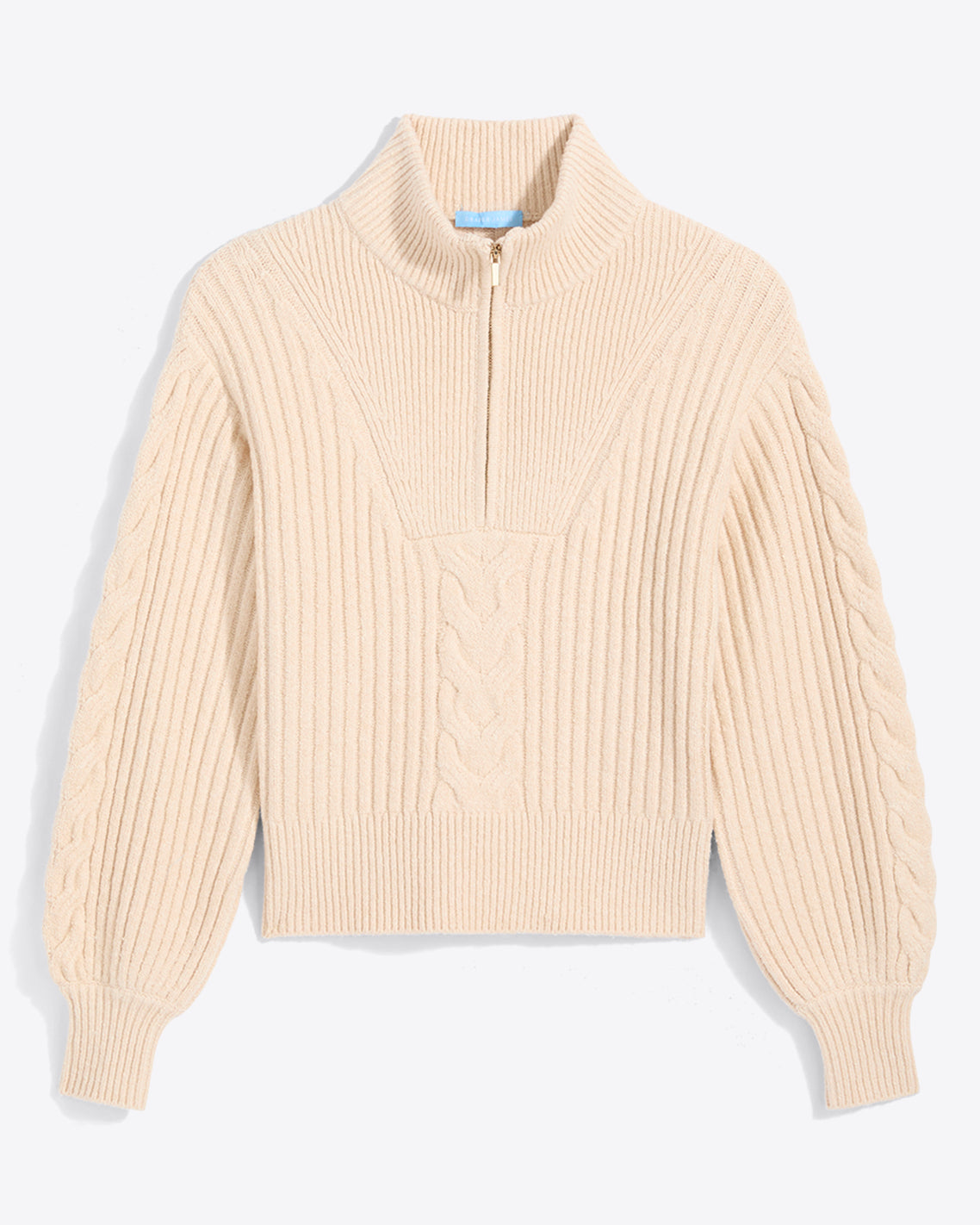 Quarter Zip Cableknit Sweater Cream - Draper James