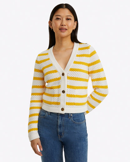 Rita V-Neck Cardigan in Cotton Magnolia White - Draper James