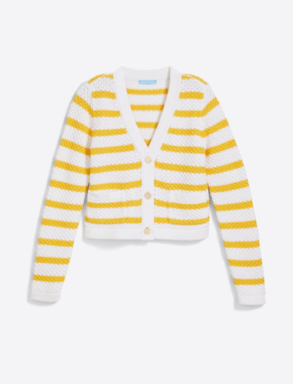 Rita V-Neck Cardigan in Cotton Magnolia White - Draper James