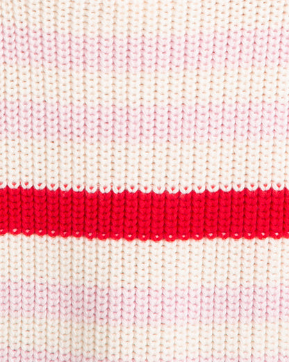 Quarter Zip Sweater in Mixed Stripe Pink Mixed Stripe - Draper James