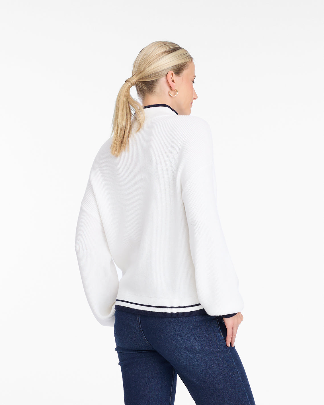 Quarterzip Sweater Magnolia White - Draper James