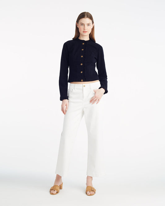 Ruffle Denim Jacket – Light Wash Belle Meade Black - Draper James