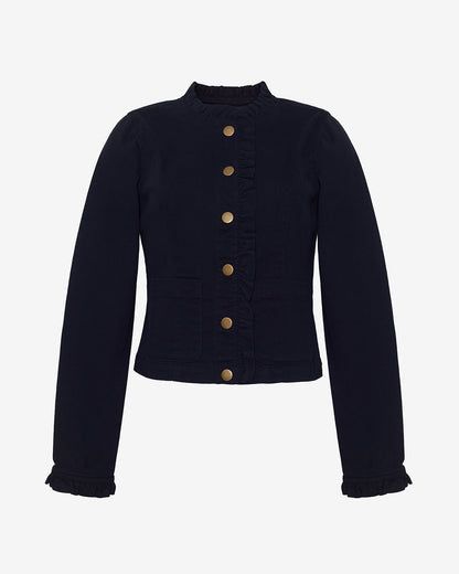 Ruffle Denim Jacket – Light Wash Belle Meade Black - Draper James