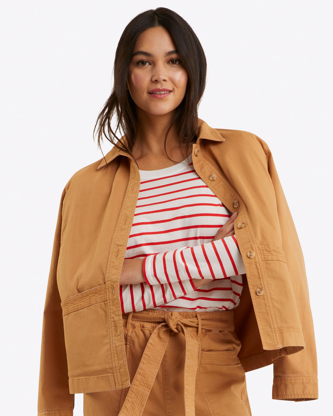 Utility Jacket in Cotton Twill Camel - Draper James