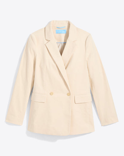Double Breasted Blazer in Stretch Corduroy Cream - Draper James
