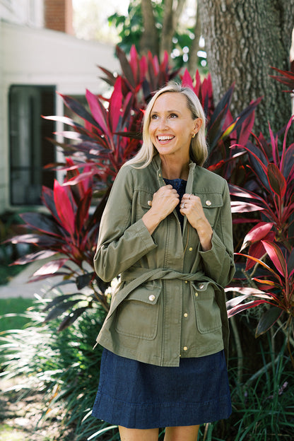 Field Jacket in Green Twill Field Green - Draper James