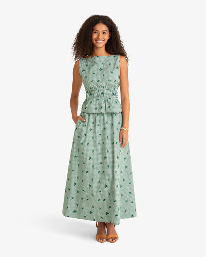 Midi Skirt in Green Gingham Green Multi - Draper James