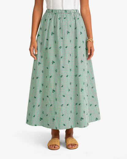 Midi Skirt in Green Gingham Green Multi - Draper James