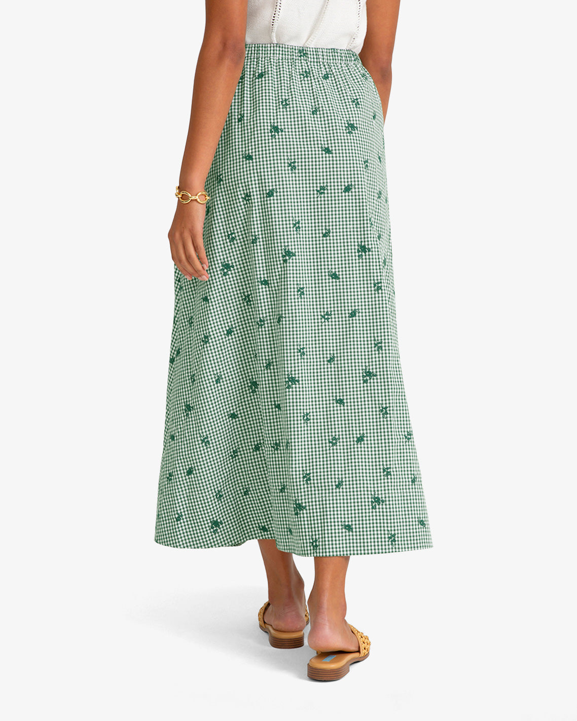 Midi Skirt in Green Gingham Green Multi - Draper James