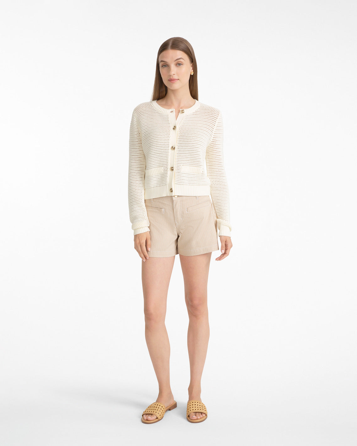 Welt Pocket Short in Denim | Shorts by Draper James Tan / White - Draper James
