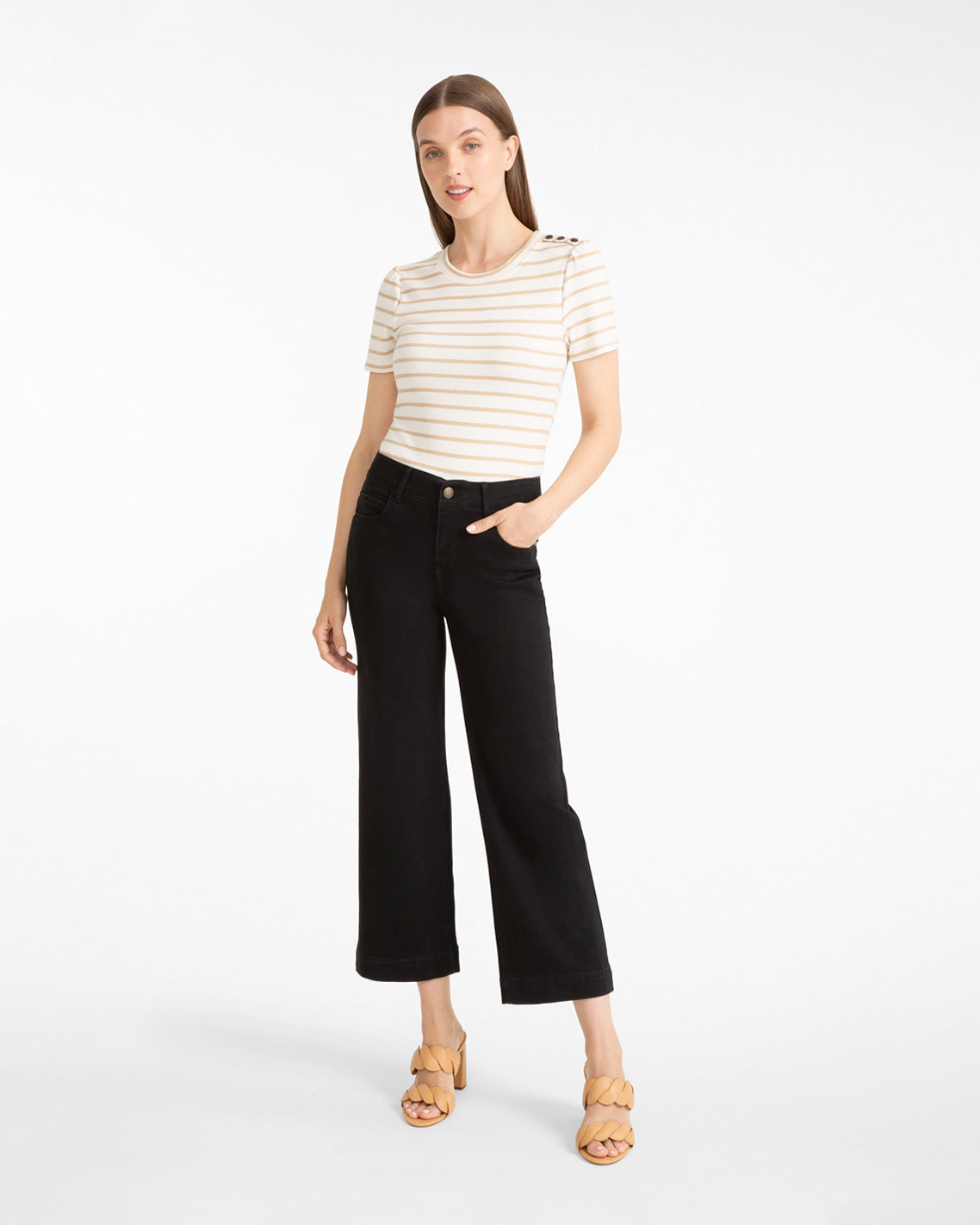 5-Pocket Wide Leg Crop in Black Denim Belle Meade Black - Draper James