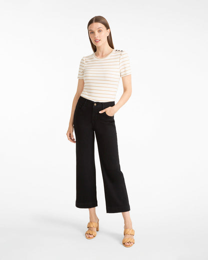 5-Pocket Wide Leg Crop in Black Denim Belle Meade Black - Draper James