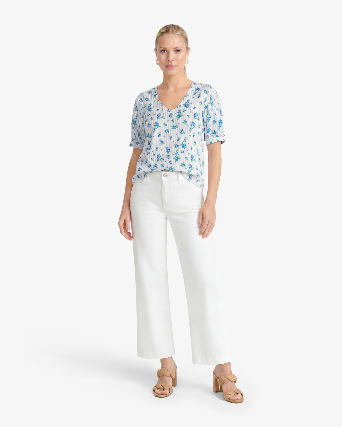 Wide Leg Jeans in White Denim Magnolia White - Draper James