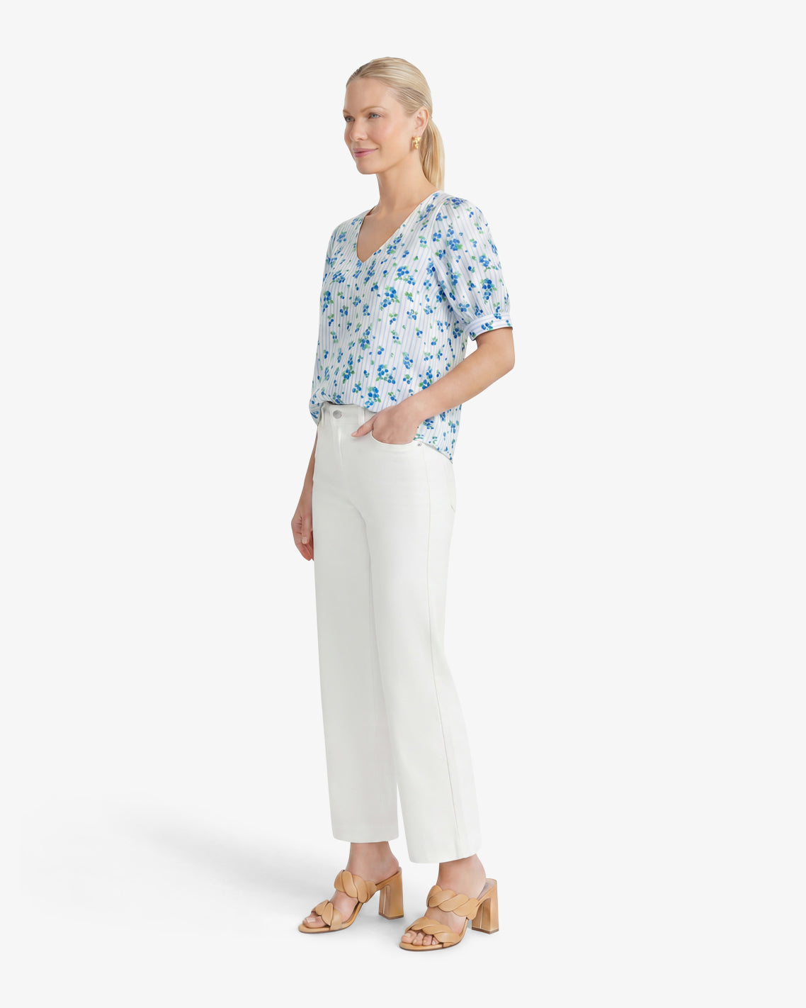 Wide Leg Jeans in White Denim Magnolia White - Draper James