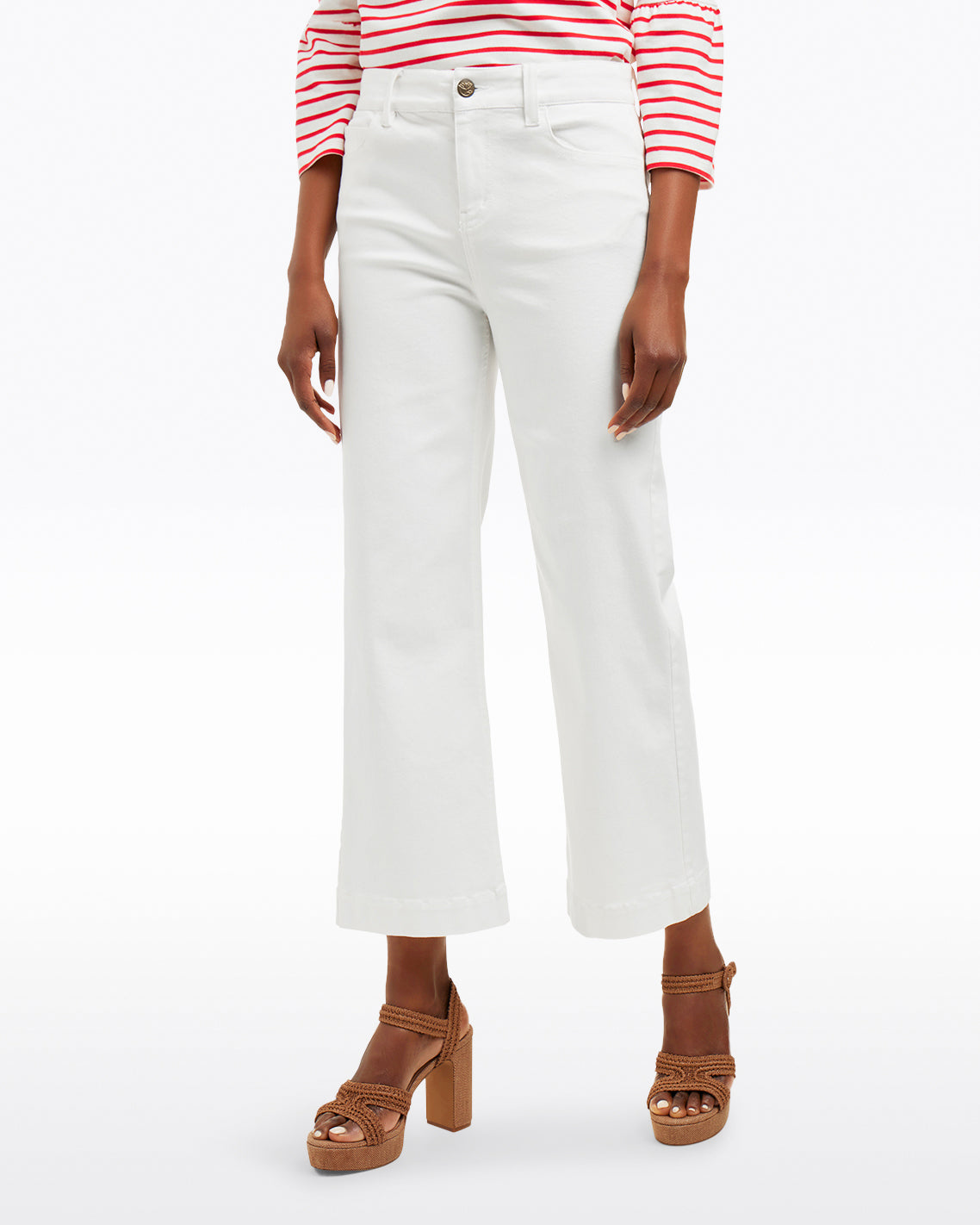 Wide Leg Jeans in White Denim Magnolia White - Draper James