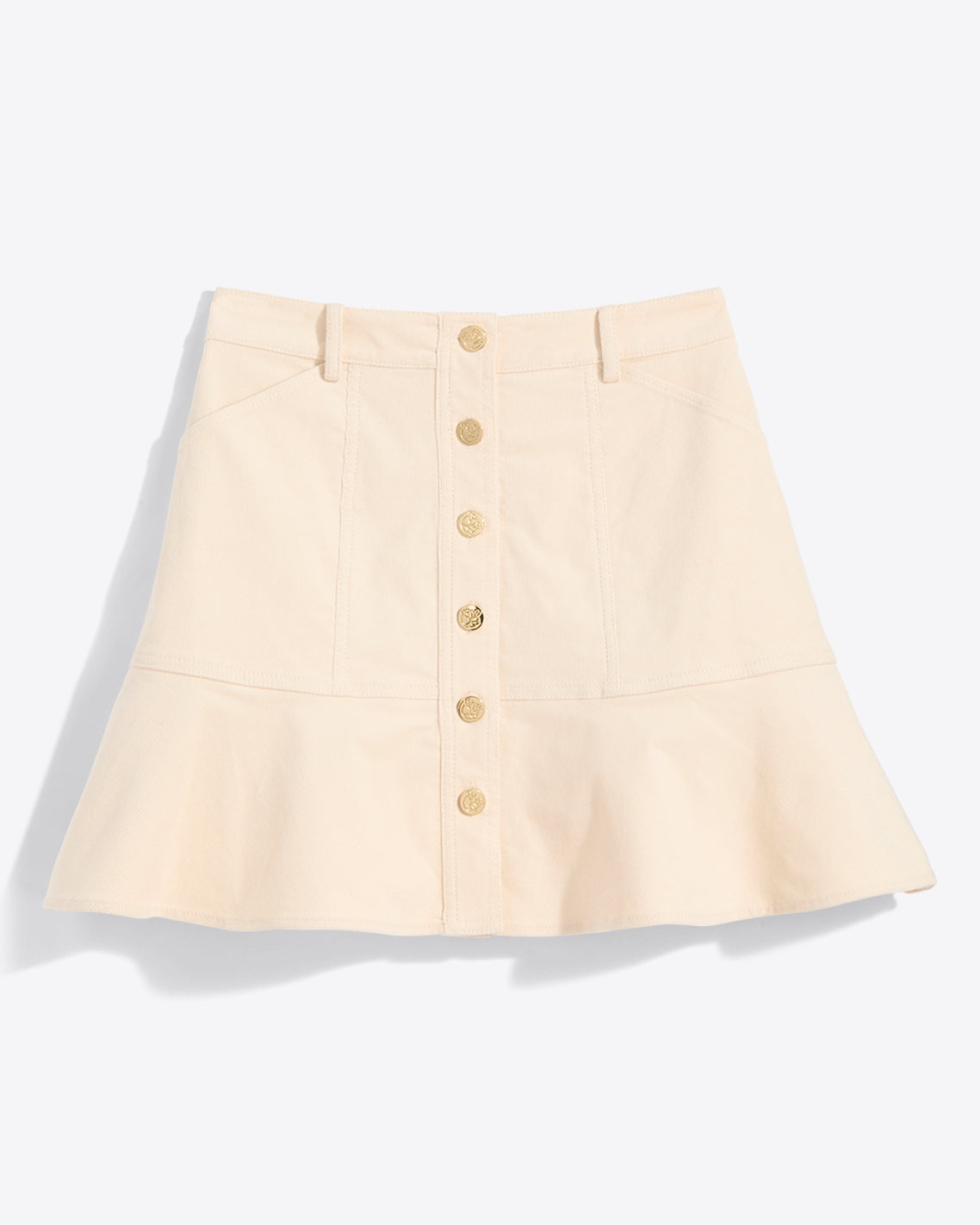 Peplum Mini Skirt in Stretch Corduroy Magnolia White - Draper James