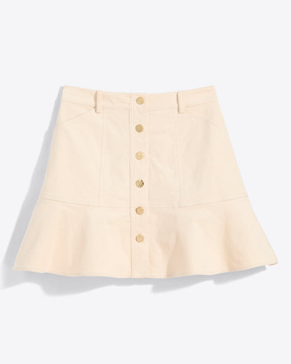 Peplum Mini Skirt in Stretch Corduroy Magnolia White - Draper James