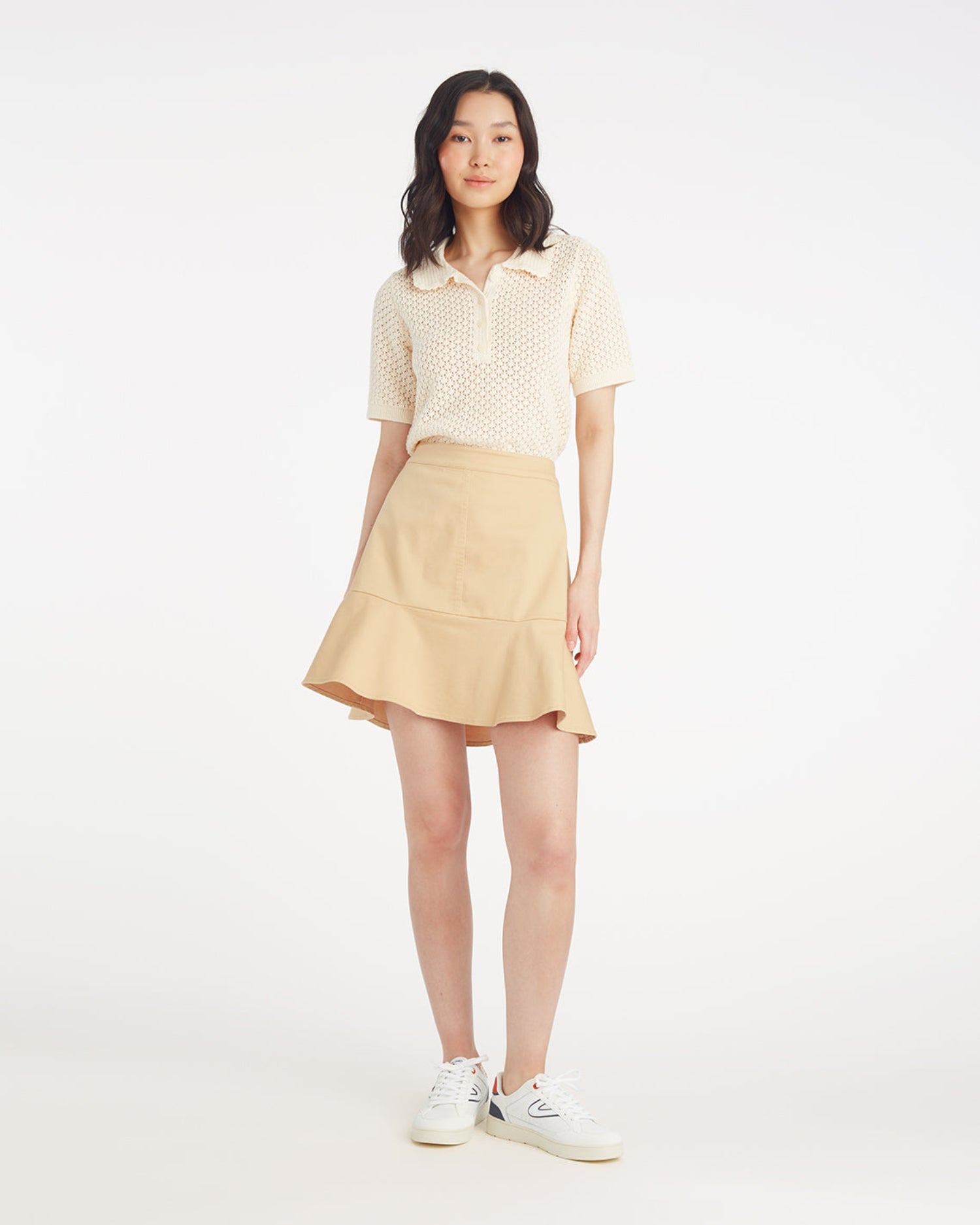 Peplum Mini Skirt in Croissant Croissant - Draper James