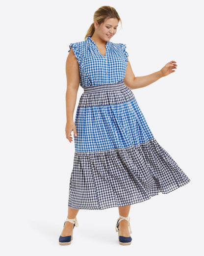 Peasant Skirt in Blue Gingham Blue - Draper James