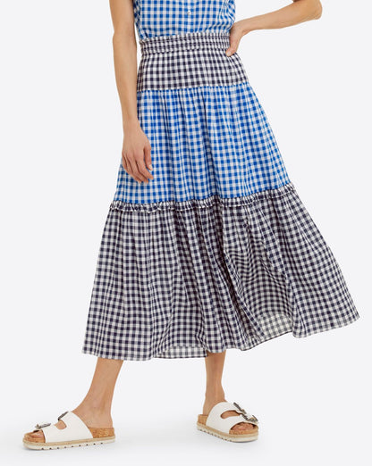 Peasant Skirt in Blue Gingham Blue - Draper James