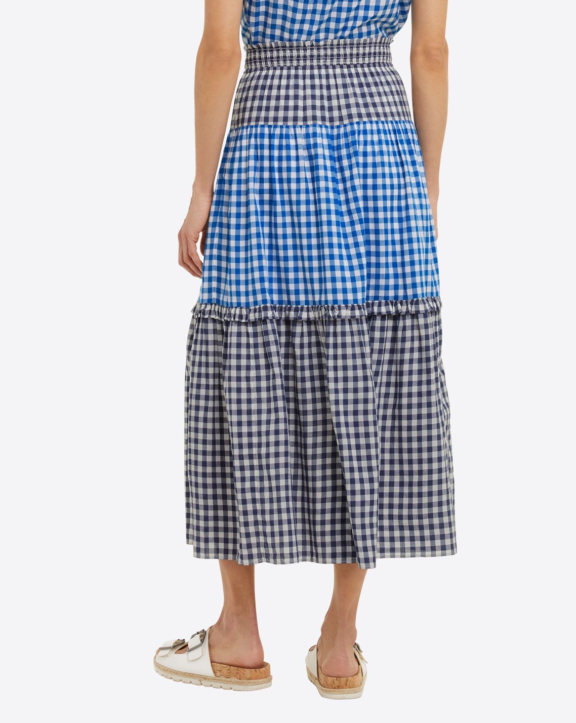 Peasant Skirt in Blue Gingham Blue - Draper James