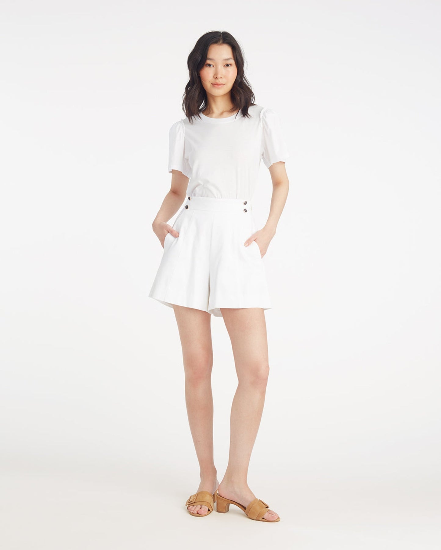 Tailored Shorts in Pique Magnolia White - Draper James