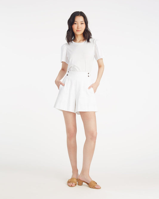 Tailored Shorts in Pique Magnolia White - Draper James