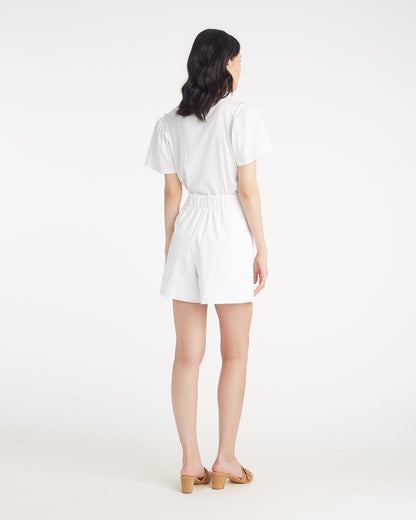 Tailored Shorts in Pique Magnolia White - Draper James